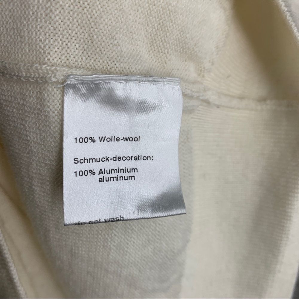 Akris Punto Sheer Wool Cream Embellished Sweater size 10 - Picture 5 of 7